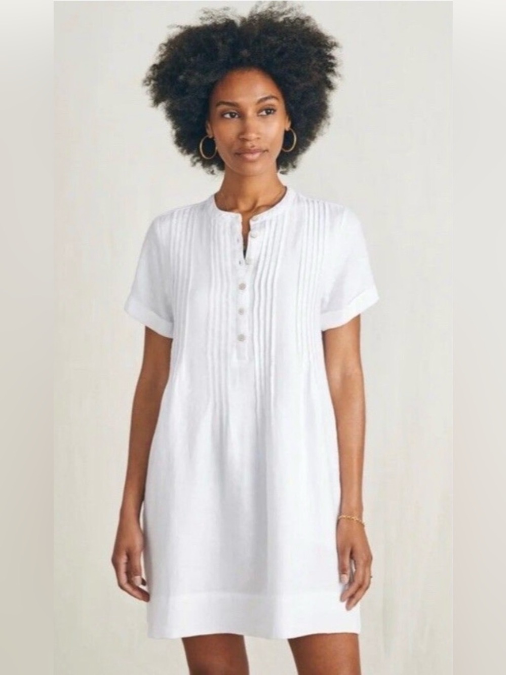 White Linen Dress with Cotton Lining by Faherty Small